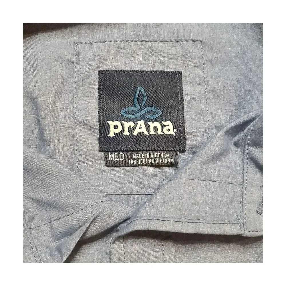 Prana Solid Blue Long Sleeve Button Down Shirt M